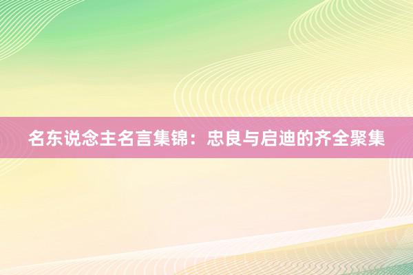 名东说念主名言集锦:忠良与启迪的齐全聚集